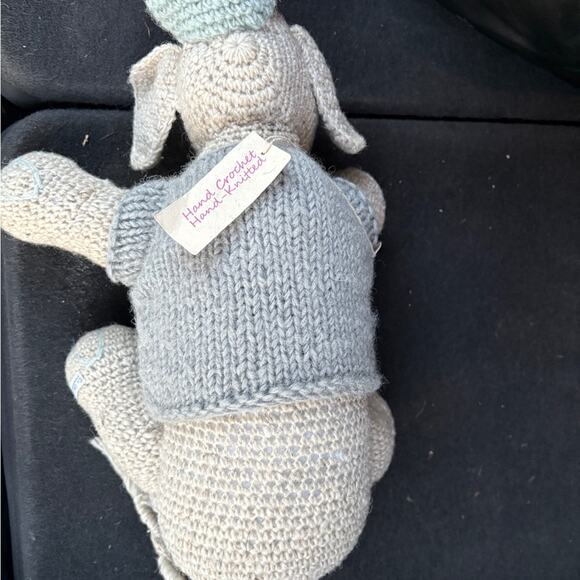 NWT Vintage Handmade Gray Elephant 100% Wool Plush Toy - Picture 2 of 5